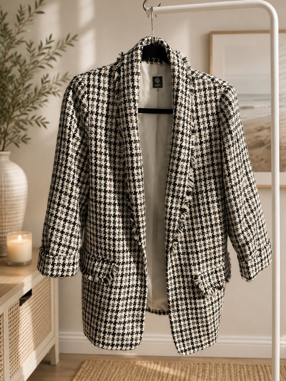 Anne Klein Black and White Houndstooth Blazer